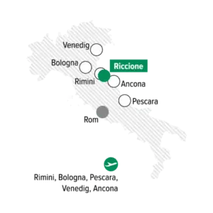 Karte von Italien; Fußballturniere von KOMM MIT